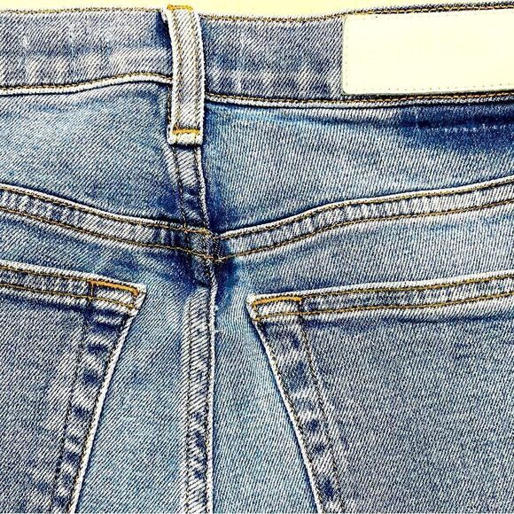 RE/DONE Stretch High Rise Straight Leg Jeans 27x28 Mid 90s Wash USA - Picture 12 of 14